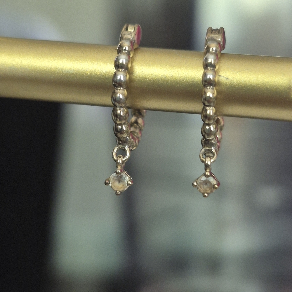 Elegant MiniHoop Earrings Gold Vermeil 925 Sterling Silver Sapphire Gemstone